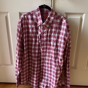 Izod Red and White Plaid Casual Shirt